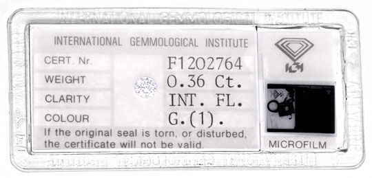 Foto 1 - Diamant IGI 0.36 Carat Lupenrein Top Wesselton G, D5667