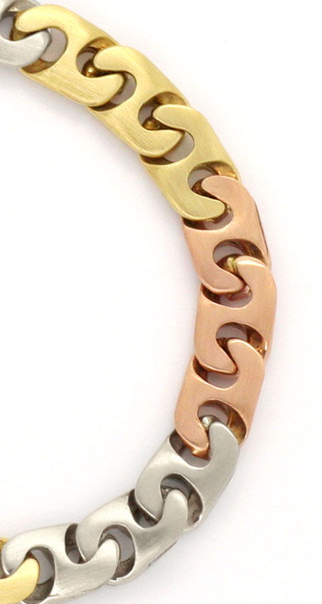 Foto 3 - Steg Anker Gewöblt mattiert Halskette Armband Tri Color, K2472