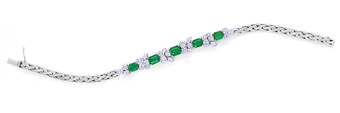 Foto 1 - Armband mit Spitzen Smaragden und Diamanten in Weißgold, S1548