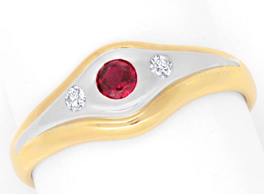 Foto 2 - Spitzen Rubin Diamant-Ring Gelbgold-Weißgold, S6886