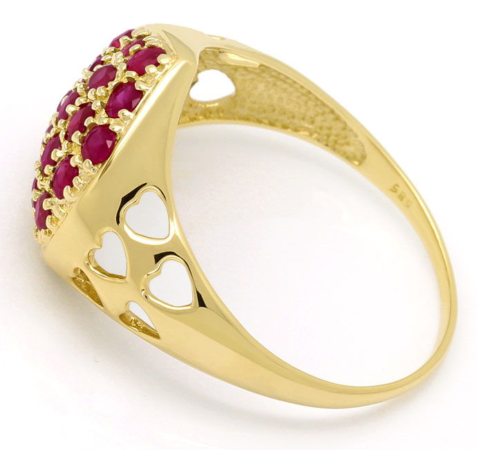 Foto 3 - Herz Top Rubine Gelbgold-Ring, Goldring als großes Herz, S9203
